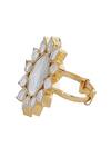 Moh-Maya By Disha Khatri Gold Plated Stones Floral Moissanite Ring Online at Aza Fashions Moh-Maya By Disha Khatri_Gold Plated Stones Floral Moissanite Ring _Online_at_Aza_Fashions