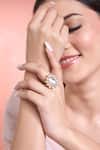 Buy Moh-Maya By Disha Khatri Gold Plated Stones Floral Moissanite Ring at Aza Fashions Buy_Moh-Maya By Disha Khatri_Gold Plated Stones Floral Moissanite Ring _at_Aza_Fashions