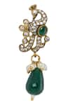 Buy_Moh-Maya By Disha Khatri_Emerald Green Pearls, Crystals Moissanite Zirconia Layered Necklace Set _Online_at_Aza_Fashions