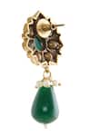 Buy_Moh-Maya by Disha Khatri_Emerald Green Pearls, Cut Work, Beads Moissanite Layered Necklace Set _Online_at_Aza_Fashions