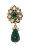 Moh-Maya by Disha Khatri_Emerald Green Pearls, Cut Work, Beads Moissanite Layered Necklace Set _at_Aza_Fashions