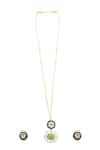 Shop_Moh-Maya By Disha Khatri_Green Crystals, Stones Cubic Zirconia And Sapphire Necklace Set _at_Aza_Fashions