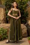 Buy Zilaire Green Cotton Pearls Sweetheart Neck Olive Embellished Maxi Dress at Aza Fashions Buy_Zilaire_Green Cotton Pearls Sweetheart Neck Olive Embellished Maxi Dress _at_Aza_Fashions