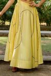 Zilaire_Yellow Cotton Pearls Sweetheart Neck Lace And Embellished Maxi Dress _Online_at_Aza_Fashions