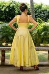 Shop_Zilaire_Yellow Cotton Pearls Sweetheart Neck Lace And Embellished Maxi Dress _at_Aza_Fashions