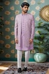 Arihant Rai Sinha_Purple Silk Embroidery, Sequins Floral Jacket Set _Online_at_Aza_Fashions