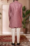 Shop_Arihant Rai Sinha_Pink Silk, Denim Sequins, Embroidery Onion Thread Sherwani Set _at_Aza_Fashions