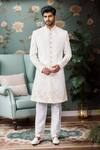 Buy_Arihant Rai Sinha_Off White Silk Embroidery Florin Jaal Sherwani Set _Online_at_Aza_Fashions