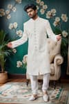 Buy Arihant Rai Sinha Off White Silk, Faux Leather Embroidery Celeste Bloom Sherwani And Churidar Online at Aza Fashions Buy_Arihant Rai Sinha_Off White Silk, Faux Leather Embroidery Celeste Bloom Sherwani And Churidar _Online_at_Aza_Fashions