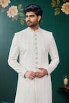Arihant Rai Sinha Off White Silk Embroidery Jaal Sherwani And Churidar Online at Aza Fashions Arihant Rai Sinha_Off White Silk Embroidery Jaal Sherwani And Churidar _Online_at_Aza_Fashions