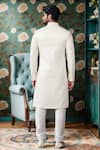 Shop_Arihant Rai Sinha_Cream Silk Embroidery Tikki Jaal Sherwani And Churidar _at_Aza_Fashions