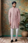 Buy_Arihant Rai Sinha_Pink Silk Embroidery Layered Sherwani With Aligadhi Pant _at_Aza_Fashions