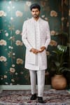 Arihant Rai Sinha_Cream Silk Sequins, Embroidery Bloom Jacket Set _Online_at_Aza_Fashions