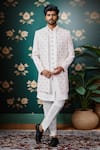 Buy_Arihant Rai Sinha_Cream Silk Sequins, Embroidery Bloom Jacket Set _at_Aza_Fashions