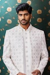 Buy_Arihant Rai Sinha_Cream Silk Sequins, Embroidery Bloom Jacket Set _Online_at_Aza_Fashions