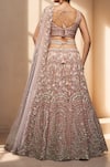 Shop_Samyukta Singhania_Pink Net, Linen Sequins, Stones Floral Paisley Embroidered Lehenga Set _at_Aza_Fashions