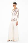 Buy_Onaya_Off White Silk Embroidered Bead Jacket Floral Vine Pattern Flared Pant Set 