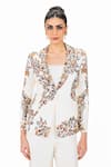 Onaya_Off White Silk Embroidered Bead Jacket Floral Vine Pattern Flared Pant Set _Online