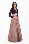 Onaya_Purple Silk Embellished Pipes Floral Vine Paisley Pattern Lehenga With Blouse _Online