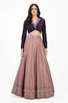 Shop_Onaya_Purple Silk Embellished Pipes Floral Vine Paisley Pattern Lehenga With Blouse _Online