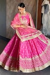 Buy_Sheetal Batra_Pink Blouse And Lehenga Bangalore Silk Embroidery Naaina Geometric Bridal Set _at_Aza_Fashions