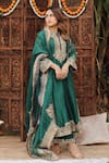 Buy_Sheetal Batra_Emerald Green Kurta And Bottom Silk Chanderi Sabirah Floral Palazzo Set _at_Aza_Fashions