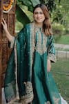 Sheetal Batra_Emerald Green Kurta And Bottom Silk Chanderi Sabirah Floral Palazzo Set _at_Aza_Fashions