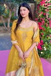 Sheetal Batra_Yellow Silk Organza, Silk, Chanderi Embroidery, Sequins Aabroo Kurta Set _at_Aza_Fashions