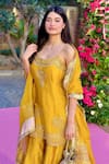 Buy_Sheetal Batra_Yellow Silk Organza, Silk, Chanderi Embroidery, Sequins Aabroo Kurta Set 