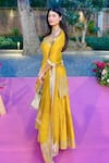 Shop_Sheetal Batra_Yellow Silk Organza, Silk, Chanderi Embroidery, Sequins Aabroo Kurta Set 