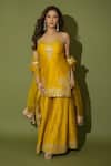 Buy_Sheetal Batra_Yellow Silk Organza, Silk, Chanderi Embroidery, Sequins Aabroo Kurta Set _Online