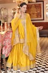 Sheetal Batra_Yellow Silk Organza, Silk, Chanderi Embroidery, Sequins Aabroo Kurta Set 