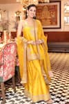 Sheetal Batra_Yellow Silk Organza, Silk, Chanderi Embroidery, Sequins Aabroo Kurta Set 