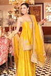 Sheetal Batra_Yellow Silk Organza, Silk, Chanderi Embroidery, Sequins Aabroo Kurta Set 