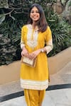 Buy_Sheetal Batra_Yellow Kurta Silk Chanderi Embroidery Kashmiri Myreen And Dhoti Pant Set 