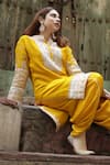 Buy_Sheetal Batra_Yellow Kurta Silk Chanderi Embroidery Kashmiri Myreen And Dhoti Pant Set _Online