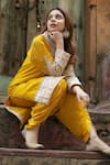 Shop_Sheetal Batra_Yellow Kurta Silk Chanderi Embroidery Kashmiri Myreen And Dhoti Pant Set _Online