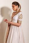 Sheetal Batra_Ivory Kurta And Skirt Silk Chanderi Embroidery Shaiz Placement Anarkali & Set 