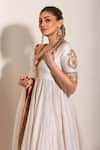 Sheetal Batra_Ivory Kurta And Skirt Silk Chanderi Embroidery Shaiz Placement Anarkali & Set 