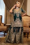 Buy_Sheetal Batra_Green Kurta And Sharara Silk Chanderi Embroidery Zari Aafiya Flared Pant Set _at_Aza_Fashions