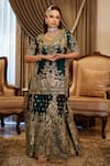 Sheetal Batra_Green Kurta And Sharara Silk Chanderi Embroidery Zari Aafiya Flared Pant Set _at_Aza_Fashions