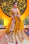 Sheetal Batra_Yellow Blouse And Lehenga Pure Raw Silk Embroidery Amna Placement Bridal Set _at_Aza_Fashions