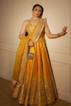 Sheetal Batra_Yellow Blouse And Lehenga Pure Raw Silk Embroidery Amna Placement Bridal Set _Online