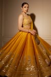 Shop_Sheetal Batra_Yellow Blouse And Lehenga Pure Raw Silk Embroidery Amna Placement Bridal Set _Online