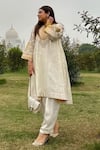 Sheetal Batra_Ivory Choga Silk Chanderi Embroidery Kashmiri Tilla Mohsina And Salwar Set _Online