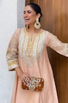 Shop_Sheetal Batra_Pink Choga Silk Chanderi Embroidery Kashmiri Tilla Mohsina And Salwar Set _at_Aza_Fashions