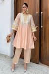 Sheetal Batra_Pink Choga Silk Chanderi Embroidery Kashmiri Tilla Mohsina And Salwar Set _Online