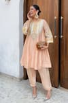 Buy_Sheetal Batra_Pink Choga Silk Chanderi Embroidery Kashmiri Tilla Mohsina And Salwar Set _Online