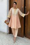 Buy_Sheetal Batra_Pink Choga Silk Chanderi Embroidery Kashmiri Tilla Mohsina And Salwar Set _at_Aza_Fashions