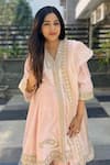 Buy_Sheetal Batra_Pink Anarkali Silk Chanderi Embroidery Kashmiri Tilla V Fajr Short Salwar Set _Online